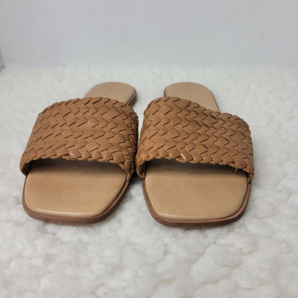 Madewell Lianne Women's Slide Sandals Size 9.5 Tan Woven Leather - Picture 2 of 9